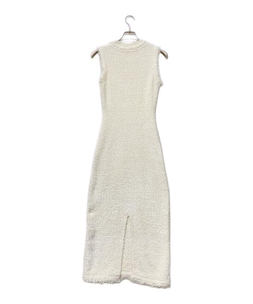 anuans（アニュアンス）anuans (アニュアンス) フラッグヤーンツイードニットワンピース ホワイト サイズ:S 未使用品の古着・服飾アイテム