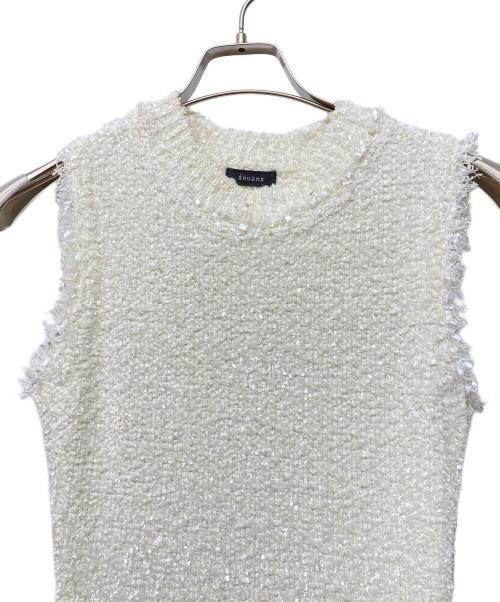 anuans（アニュアンス）anuans (アニュアンス) フラッグヤーンツイードニットワンピース ホワイト サイズ:S 未使用品の古着・服飾アイテム