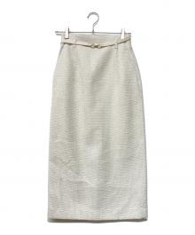 CELFORD（セルフォード）の古着「ベルト付きツイードタイトスカート」｜ホワイト