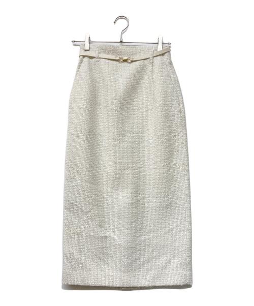 CELFORD（セルフォード）CELFORD (セルフォード) ベルト付きツイードタイトスカート ホワイト サイズ:36 未使用品の古着・服飾アイテム