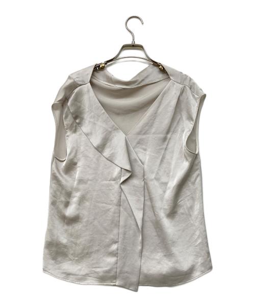 Noble（ノーブル）Noble (ノーブル) ドレープサテン2WAYブラウス ホワイト サイズ:Freeの古着・服飾アイテム