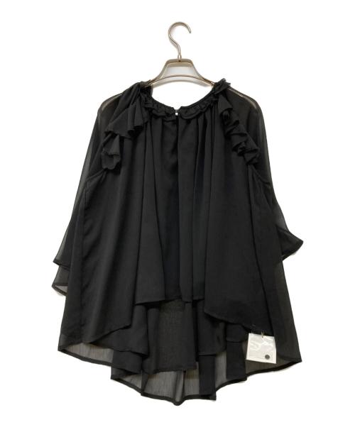 L'AUBE BLANC（ローブ ブラン）L'AUBE BLANC (ローブブラン) Ruffle chiffon Blouse ブラック サイズ:Free 未使用品の古着・服飾アイテム