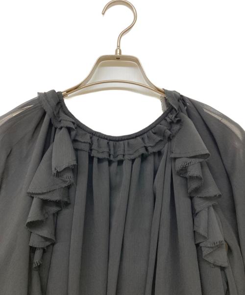 L'AUBE BLANC（ローブ ブラン）L'AUBE BLANC (ローブブラン) Ruffle chiffon Blouse ブラック サイズ:Free 未使用品の古着・服飾アイテム