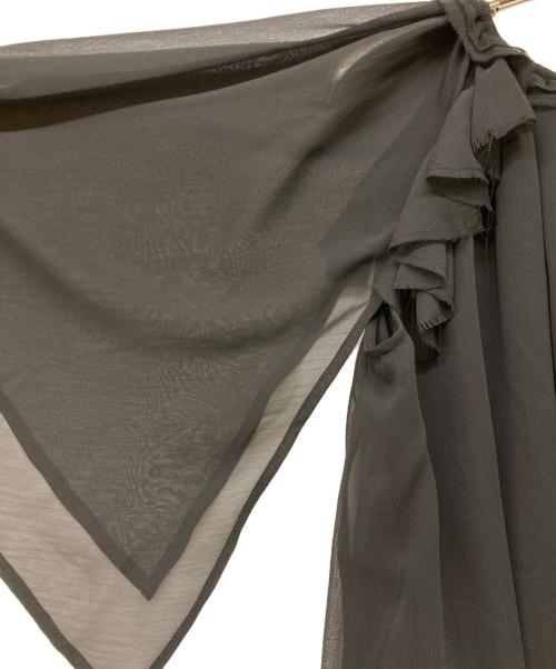 L'AUBE BLANC（ローブ ブラン）L'AUBE BLANC (ローブブラン) Ruffle chiffon Blouse ブラック サイズ:Free 未使用品の古着・服飾アイテム