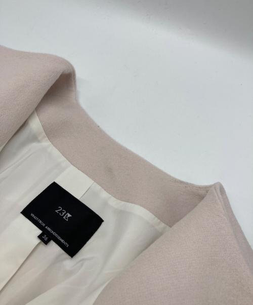 23区（ニジュウサンク）23区 (ニジュウサンク) ウールカシミヤビーバー ノーカラー コート ピンク サイズ:36 未使用品の古着・服飾アイテム