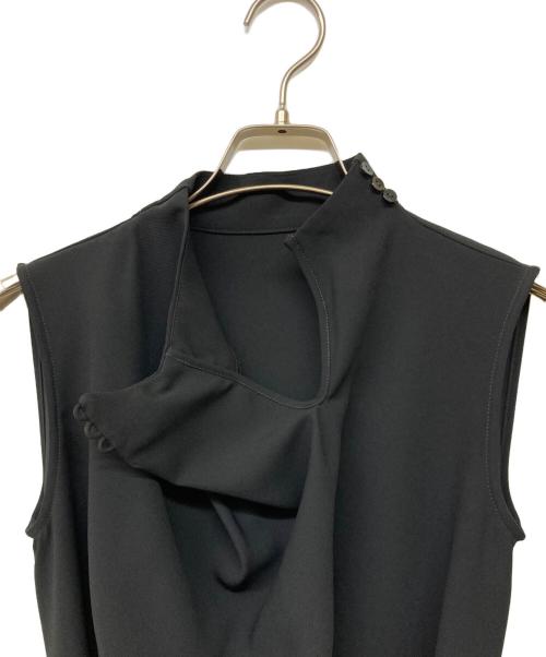 L'AUBE BLANC（ローブ ブラン）L'AUBE BLANC (ローブブラン) Belted Drape Dress ブラック サイズ:S 未使用品の古着・服飾アイテム