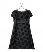 M'S GRACYエムズグレイシー）の古着「リボン付きフラワージャガードワンピース」｜ブラック