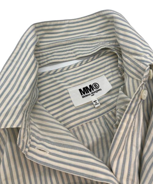 MM6 Maison Margiela（エムエムシックスメゾンマルジェラ）MM6 Maison Margiela (エムエムシックスメゾンマルジェラ) オーバーサイズストライプシャツ ブルー×アイボリー サイズ:38の古着・服飾アイテム