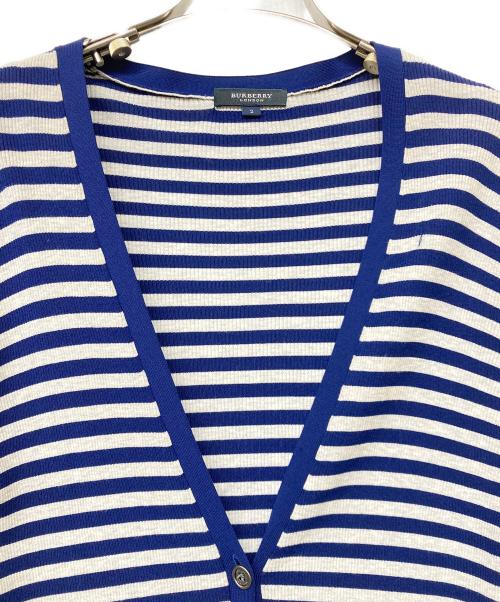 BURBERRY LONDON（バーバリーロンドン）BURBERRY LONDON (バーバリーロンドン) ボーダーニットカーディガン ネイビー サイズ:SIZE 2の古着・服飾アイテム