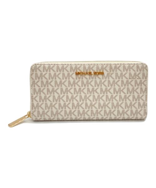 MICHAEL KORS（マイケルコース）MICHAEL KORS (マイケル・コース) ラウンドファスナーロゴラウンドウォレット ホワイトの古着・服飾アイテム