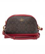 COACHコーチ）の古着「シグネチャーショルダーバッグ」｜レッド×ブラウン