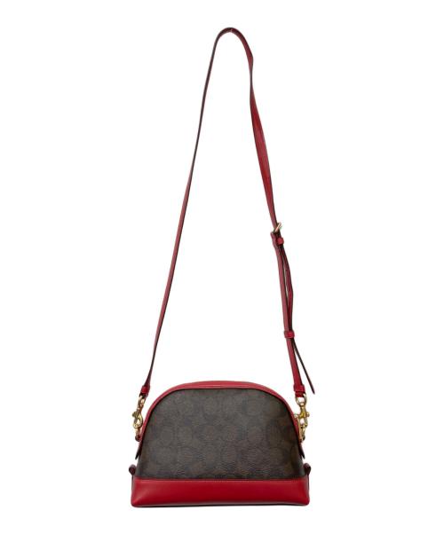 COACH（コーチ）COACH (コーチ) シグネチャーショルダーバッグ レッド×ブラウンの古着・服飾アイテム