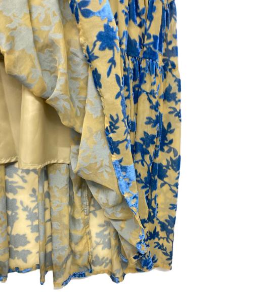 CIAOPANIC（チャオパニック）CIAOPANIC (チャオパニック) ベロアフラワーティアードワンピース ブルー×ベージュの古着・服飾アイテム