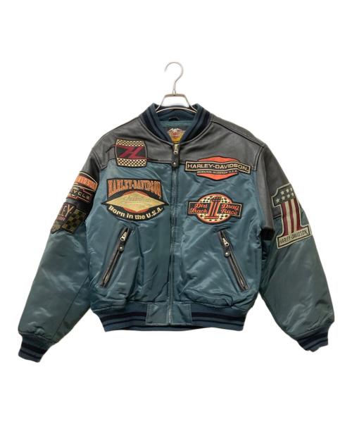 HARLEY-DAVIDSON（ハーレーダビッドソン）HARLEY-DAVIDSON (ハーレーダビッドソン) フライトドッキングライダースジャケット ブラック×ブルー サイズ:Lの古着・服飾アイテム