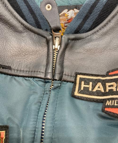 HARLEY-DAVIDSON（ハーレーダビッドソン）HARLEY-DAVIDSON (ハーレーダビッドソン) フライトドッキングライダースジャケット ブラック×ブルー サイズ:Lの古着・服飾アイテム