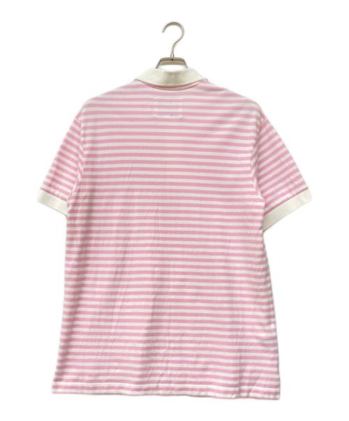 LACOSTE（ラコステ）LACOSTE (ラコステ) A.P.C. (アーペーセー) 22SS 別注 POLO HOMME 鹿の子ポロシャツ ホワイト×ピンク サイズ:Sの古着・服飾アイテム
