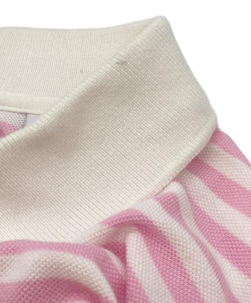 LACOSTE（ラコステ）LACOSTE (ラコステ) A.P.C. (アーペーセー) 22SS 別注 POLO HOMME 鹿の子ポロシャツ ホワイト×ピンク サイズ:Sの古着・服飾アイテム