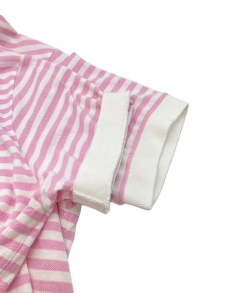 LACOSTE（ラコステ）LACOSTE (ラコステ) A.P.C. (アーペーセー) 22SS 別注 POLO HOMME 鹿の子ポロシャツ ホワイト×ピンク サイズ:Sの古着・服飾アイテム