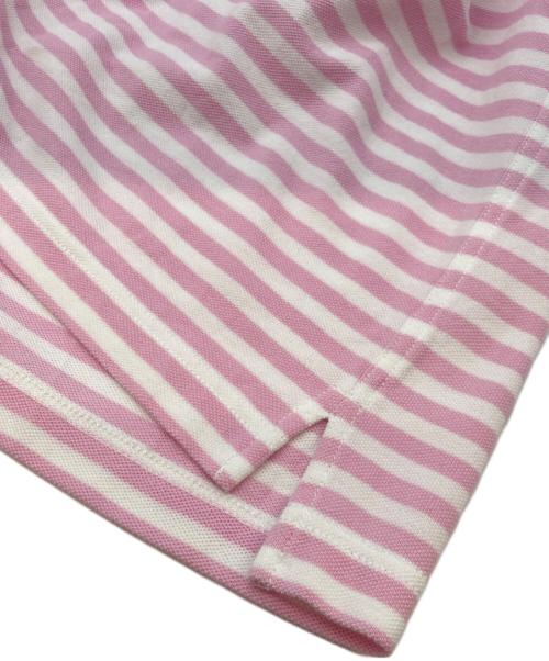 LACOSTE（ラコステ）LACOSTE (ラコステ) A.P.C. (アーペーセー) 22SS 別注 POLO HOMME 鹿の子ポロシャツ ホワイト×ピンク サイズ:Sの古着・服飾アイテム