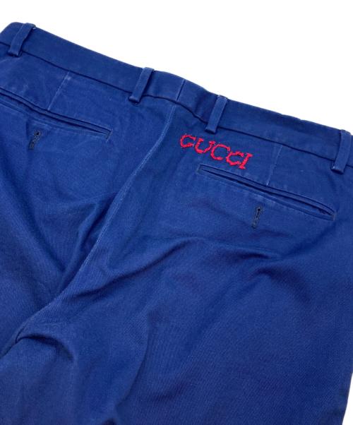 GUCCI（グッチ）GUCCI (グッチ) エンブロイダリー刺繍CHINO TROUSERS ブルー サイズ:46の古着・服飾アイテム