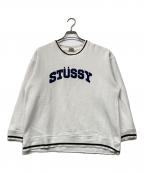stussyステューシー）の古着「90s ロゴスウェット」｜ホワイト×ネイビー