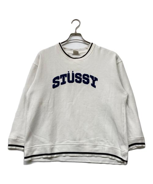 stussy（ステューシー）stussy (ステューシー) 90s ロゴスウェット ホワイト×ネイビー サイズ:-の古着・服飾アイテム
