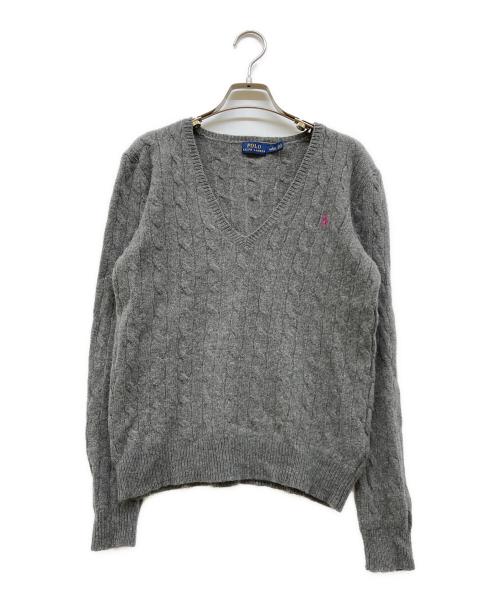 POLO RALPH LAUREN（ポロ・ラルフローレン）POLO RALPH LAUREN (ポロ・ラルフローレン) カシミヤブレンドケーブルニット グレー サイズ:Lの古着・服飾アイテム