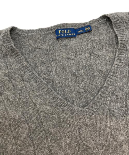 POLO RALPH LAUREN（ポロ・ラルフローレン）POLO RALPH LAUREN (ポロ・ラルフローレン) カシミヤブレンドケーブルニット グレー サイズ:Lの古着・服飾アイテム