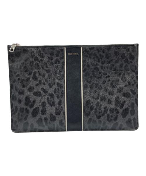 DOLCE & GABBANA（ドルチェ＆ガッバーナ）DOLCE & GABBANA (ドルチェ＆ガッバーナ) レオパード柄クラッチバッグ ブラックの古着・服飾アイテム