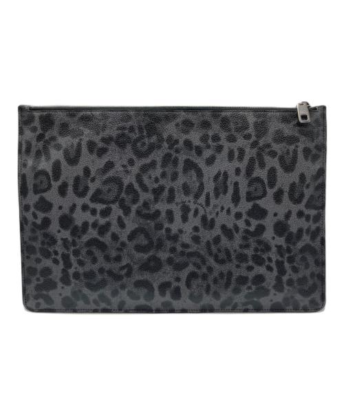 DOLCE & GABBANA（ドルチェ＆ガッバーナ）DOLCE & GABBANA (ドルチェ＆ガッバーナ) レオパード柄クラッチバッグ ブラックの古着・服飾アイテム