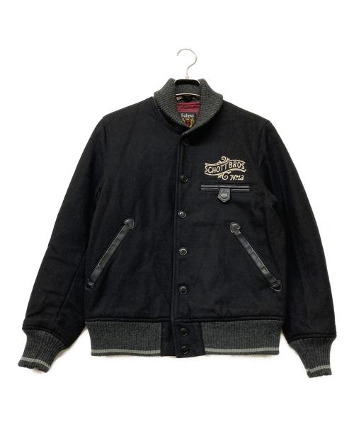 SCHOTT BROS.（ショット）SCHOTT BROS. (ショット) ライトメルトンスタジアムジャケット ブラック サイズ:Mの古着・服飾アイテム