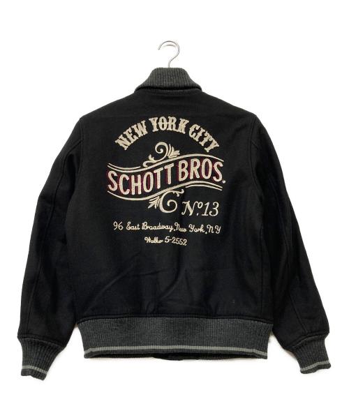 SCHOTT BROS.（ショット）SCHOTT BROS. (ショット) ライトメルトンスタジアムジャケット ブラック サイズ:Mの古着・服飾アイテム