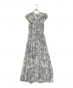 COCODEALココディール）の古着「線画フラワーフリルプリーツワンピース」｜グレー