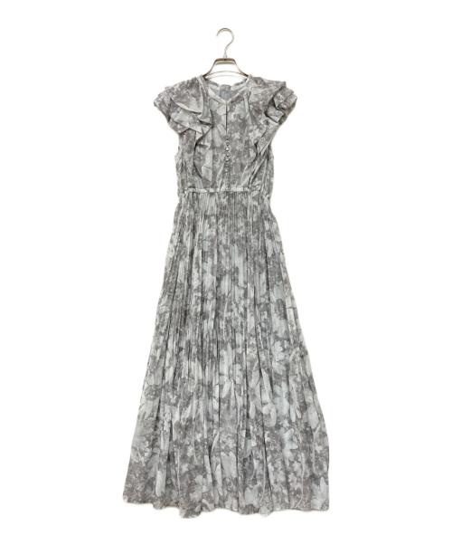 COCODEAL（ココディール）COCODEAL (ココディール) 線画フラワーフリルプリーツワンピース グレー サイズ:2の古着・服飾アイテム