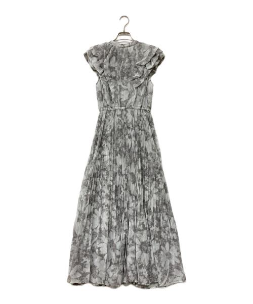 COCODEAL（ココディール）COCODEAL (ココディール) 線画フラワーフリルプリーツワンピース グレー サイズ:2の古着・服飾アイテム