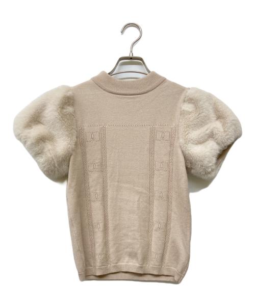 darich（ダーリッチ）Darich (ダーリッチ) ファースリーブDDニットトップス ベージュ サイズ:Freeの古着・服飾アイテム
