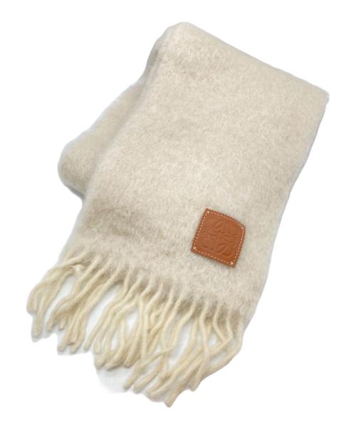 LOEWE（ロエベ）LOEWE (ロエベ) アナグラム モヘアウールマフラー ホワイトの古着・服飾アイテム