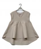 ORGUEオルグ）の古着「Vneck peplum knit(ブイネック ペプラム ニット)」｜アイボリー