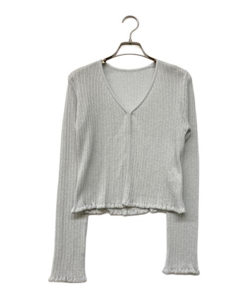 ENEU（エヌー）ENEU (エヌー) glitter frill cardigan シルバー サイズ:Fの古着・服飾アイテム