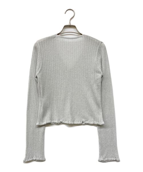 ENEU（エヌー）ENEU (エヌー) glitter frill cardigan シルバー サイズ:Fの古着・服飾アイテム