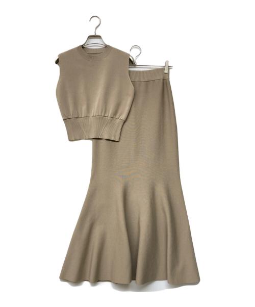 anuans（アニュアンス）anuans (アニュアンス) ウエストリブクロップドニットセットアップ ブラウン サイズ:Sの古着・服飾アイテム