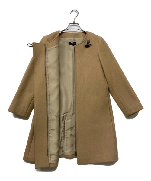 A.P.C.（アーペーセー）A.P.C. (アーペーセー) ウールブレンドノーカラーコート ブラウン サイズ:34の古着・服飾アイテム