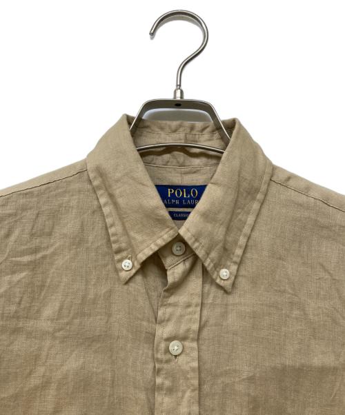 POLO RALPH LAUREN（ポロ・ラルフローレン）POLO RALPH LAUREN (ポロ・ラルフローレン) QRタグ CLASSIC FITリネンシャツ ブラウン サイズ:Sの古着・服飾アイテム