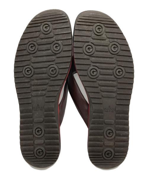 GUCCI（グッチ）GUCCI (グッチ) グッチシマシェリーウェブラインフラットレザーサンダル ブラウン サイズ:10の古着・服飾アイテム