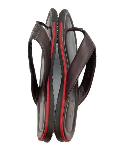 GUCCI（グッチ）GUCCI (グッチ) グッチシマシェリーウェブラインフラットレザーサンダル ブラウン サイズ:10の古着・服飾アイテム