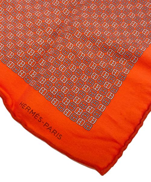 HERMES（エルメス）HERMES (エルメス) プチカレ40 シルクスカーフ オレンジ×グレーの古着・服飾アイテム