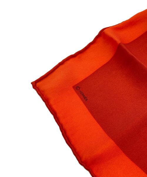 HERMES（エルメス）HERMES (エルメス) プチカレ40 シルクスカーフ オレンジ×グレーの古着・服飾アイテム