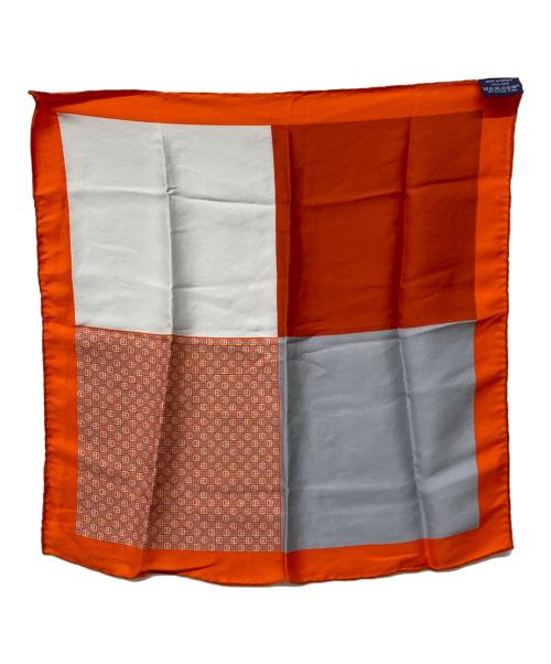 HERMES（エルメス）HERMES (エルメス) プチカレ40 シルクスカーフ オレンジ×グレーの古着・服飾アイテム