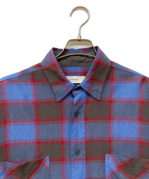 FACETASM（ファセッタズム）FACETASM (ファセッタズム) CHECK SLIT BIG SHIRT ブルー サイズ:size00の古着・服飾アイテム