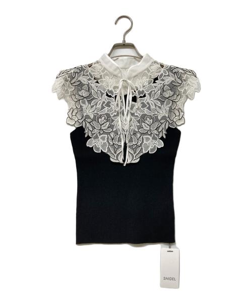 Snidel（スナイデル）Snidel (スナイデル) 24SS レースカラーノースリニット ブラック サイズ:Free 未使用品の古着・服飾アイテム